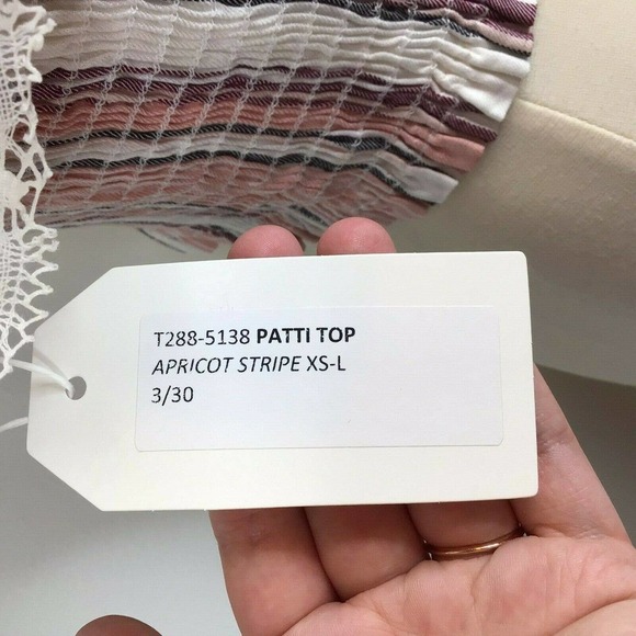 NEW Blue Life Patti Tube Top Apricot Pink Striped Ruffle Smocked - Picture 8 of 8